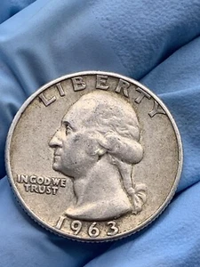 1963-D  SILVER  SILVER  WASHINGTON QUARTER - NICE - Picture 1 of 7