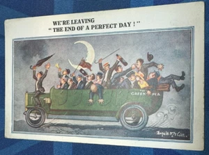 Vintage Donald McGill Comic Postkarte 1920er Charabanc Bus DIE GRÜNE ERBSE Nr. 3637 - Bild 1 von 2