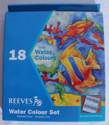 (18) Reeves 水彩套装带 Grumbacher (18) 彩色调色板盒 — 第 1/3 张图片