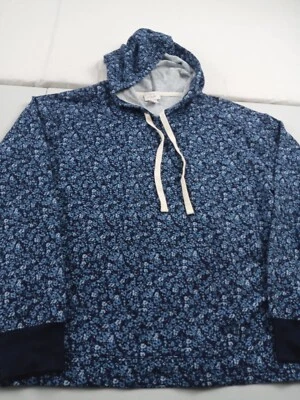 Moletom com capuz feminino J Crew tamanho pequeno tamanho grande azul estampa floral pulôver - Imagem 1 de 4