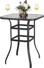 Nuu Garden Patio Bar Table 32 Inch Outdoor Bar Height Bistro Table With Tempered