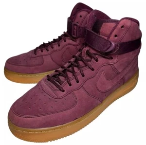 Nike Kids Size 7Y Bordeaux Burgundy Suede Air Force 1 High Sneakers 922066-600 - Picture 1 of 10