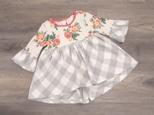 EUC Matilda Jane girls size 6 castles in the air tunic floral plaid - Picture 1 of 3