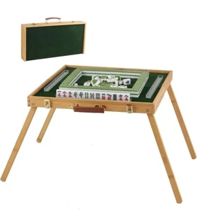 144 Mahjong Tiles Set with Folding Table Blue Tiles New Open Box - Picture 1 of 21