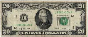 USA 1969 $20.00 FEDERAL RESERVE BANK OF SAN FRANCISCO, BANK NOTE, CIRCULATED - Picture 1 of 5