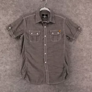 iJeans by Buffalo Shirt Mens Small Short Sleeve Button Up Gray w Logo - Picture 1 of 11