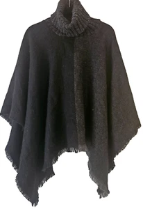 NEW! Size M/L light Black Turtleneck Poncho Coat-dv795 womens poncho - Picture 1 of 4