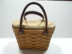 PEQUEÑO BOLSO DE MANO LONGABERGER TEJIDO CESTA PASEO MARÍTIMO CON FORRO DE PLÁSTICO Y TELA - Imagen 1 de 19