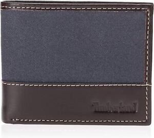 Timberland Men's Baseline Canvas-Genuine Leather Passcase Wallet