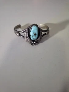 Bracciale vintage anni 70 nativi americani Navajo turchese argento firmato cm? - Foto 1 di 6
