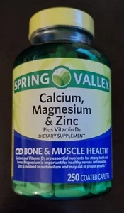 Spring Valley Calcium Magnesium & Zinc with Vitamin D3 250-CT SAME-DAY SHIP - Picture 1 of 8