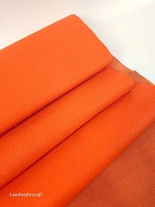 Cuero Rojo Naranja Raia Repujado Premium Grano Completo Textura - Imagen 1 de 3