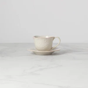 Lenox China FRENCH PERLE WHITE Cup & Saucer Set - N/O - Picture 1 of 1