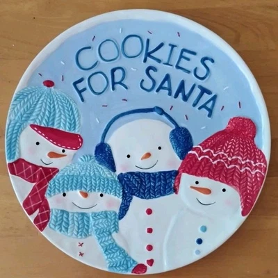 Plato de galletas de vacaciones de Navidad de Papá Noel galletas en relieve muñecos de nieve para Papá Noel Foto 1 de 4
