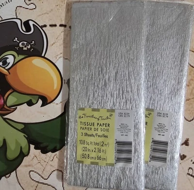 X 2 Finishing Touch Tissue Paper Metallic Silver Present Wrapping Tissue - Image 1 of 3