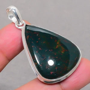 Bloodstone Pear Shape Gemstone Handmade Ethnic Gift Jewelry Pendant 2.1" SR 2561 - Picture 1 of 7