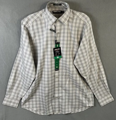 Kirkland Men's Signature Tailored Twill Sport Shirt Size XL Gray Plaid NWT - Image 1 of 4