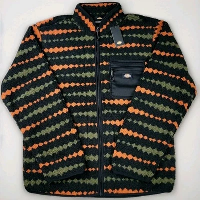 Jaqueta Dickies Masculina Média Falkville Sherpa Lã Estampa Geo Zíper Completo Simulado NOVO! - Imagem 1 de 4