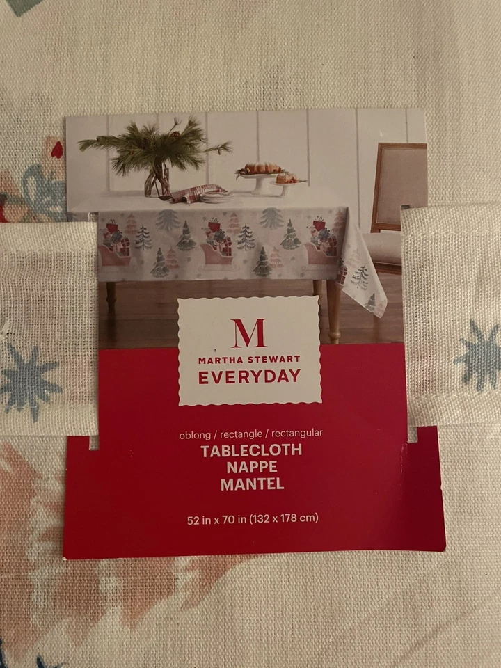 Martha Stewart Obling Christmas Tablecloth. 52” x 70”. BNWT As pictured on label - Image 1 of 1