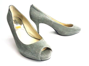 Michael Kors US 9M grau Schlangen Wildleder Print offene Zehenpartie High Heel Pumps Schuhe - Bild 1 von 8