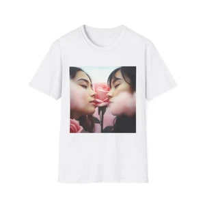 T-shirt romantica floreale, regalo di coppia, maglietta artistica, camicia amore unica, abbigliamento quotidiano - Foto 1 di 5