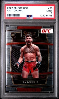 2022 Panini Select UFC #23 Ilia Topuria Prizm Rookie Card RC PSA 9 Mint - Image 1 of 2