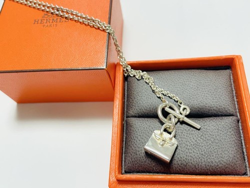 HERMÈS Collana Hermes Argento Birkin Charm Amuleto Ottimo Usato Senzala Scat