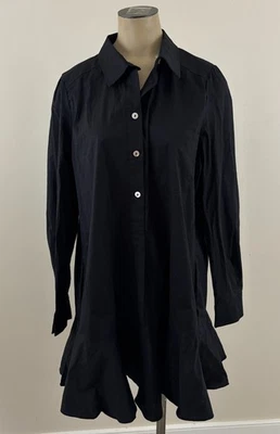 TUCKERNUCK Mujer Mediano Negro Crepé Callahan Camisa Manga Larga Vestido Columpio EXCELENTE Foto 1 de 4