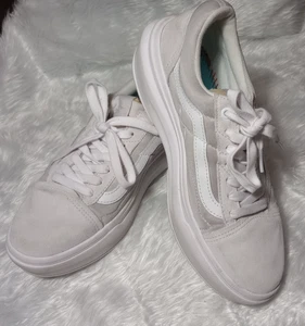 Vans Old Skool Overt Plus Comfy Cush White Shoes Men 8.5 or Women 10 No Insoles - Picture 1 of 18