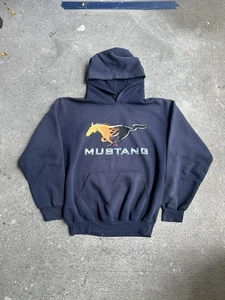 Vintage Ford MUSTANG LOGO Hoodie Men’s size Large Navy Blue - Picture 1 of 4