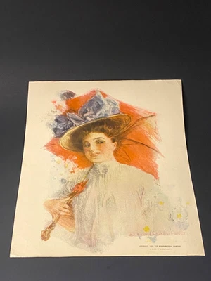 Antique Lithograph Art Gibson Girl Victorian Nouveau 1908 Book of Sweethearts - Image 1 of 4