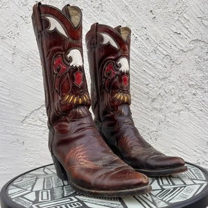 Rare Vintage Herren Gr. 10 D Eagle Echtleder Cowboystiefel Texas, USA - Bild 1 von 9