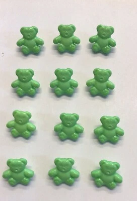 12 x 16mm Green Shaped Teddy Bear Buttons With Shank Sewing/Knitting/Crafts - Image 1 of 3