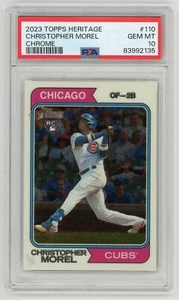Topps Heritage 2023 cromo Christopher Morel/999 #110 novato RC PSA 10 gemas como nuevo - Imagen 1 de 2
