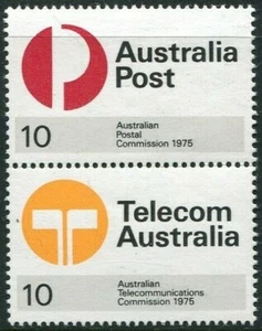 1975 Australia Post & Telecom Joined Pair Mint Never Hinged, Clean & Fresh - Bild 1 von 1