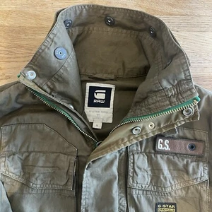 £250+ G-STAR HERREN MEDIUM OLIVGRÜN CANVAS REISSVERSCHLUSS 4 TASCHEN MILITÄR JACKE R1 - Bild 1 von 16