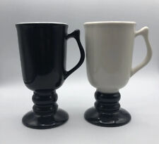 Hall 1272 Black and White Two Tone Pedestal Mugs Irish Coffee 1272 1970s USA