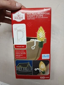 Holiday Time All Purpose Light Clips 100 Count White Holds All Lights Christmas - Picture 1 of 6