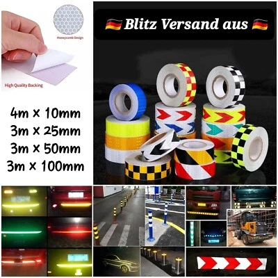 3-4M Reflektorband reflektierendes Klebeband Folie Reflexfolie Warn Aufkleber