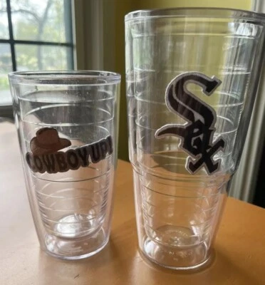 Tervis Tumbler Chicago White Sox 24 oz & Cowboy Up 16 oz adesivos bordados EUA - Imagem 1 de 4