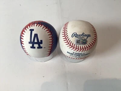 LA Dodgers Colorado Rockies Game Used 2021 Opening Day Baseball MLB + 2019 Ball - Image 1 of 4