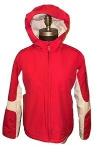 Girls Lands' End Full Zip Hooded Antistatic Fleece Lined Jacket Red Large 14-16 - Picture 1 of 8