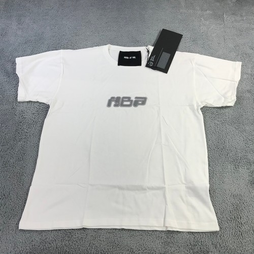 HBA (HOOD BY AIR) HBA Shirt Uomo Large Spell Out Hood By Air Tee Bianco Grigio Streetwear ds32423