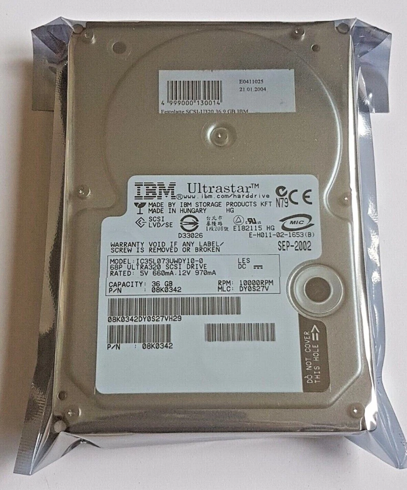 36 GB IBM Ultrastar IC35L073UWDY10-0 U320 SCSI 68-Pin 10K 3.5 " Hard Drive New - Image 1 of 1