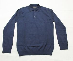 Tailored Athlete Men's Merino Long Sleeve Polo Shirt CD4 Navy Small NWT
