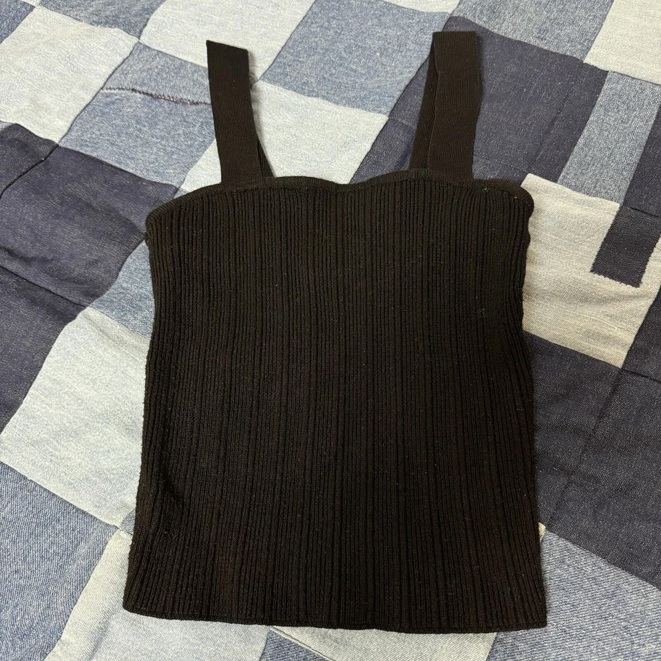 Women's Cropped Black Knit Tank Top. XS - Image 1 of 4