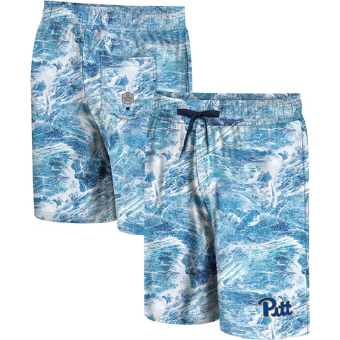 Men's Colosseum Blue Pitt Panthers Realtree Aspect Ohana Swim Shorts Cover