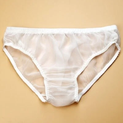 2 Pairs 100% Silk Briefs Hipster Bikini Panties See Through Transparent Knickers - Image 1 of 4