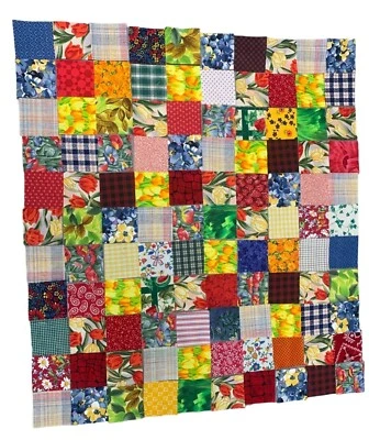110 Precut 2" Cotton Squares Multi-Color Floral & Plaid Quilting Sew Fabric - Image 1 of 4