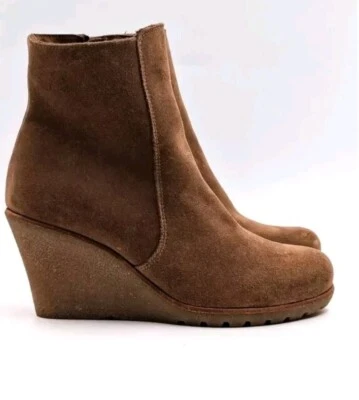 Botín de cuña impermeable Krista para mujer La Canadienne gamuza tostada cremallera talla 8 Foto 1 de 4